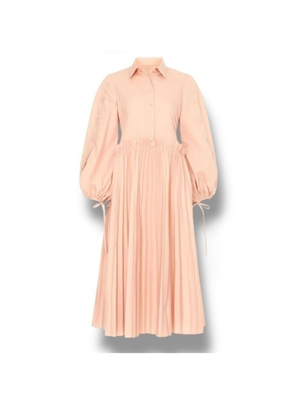Bibhu Mhapatra Pink Blush Rose Pleated Shirt Midi Dress - Size 12